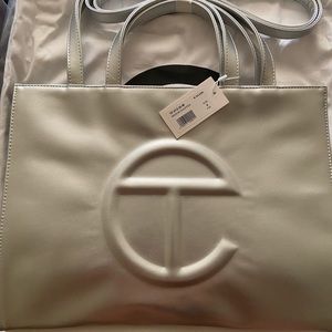 Silver medium telfar bag